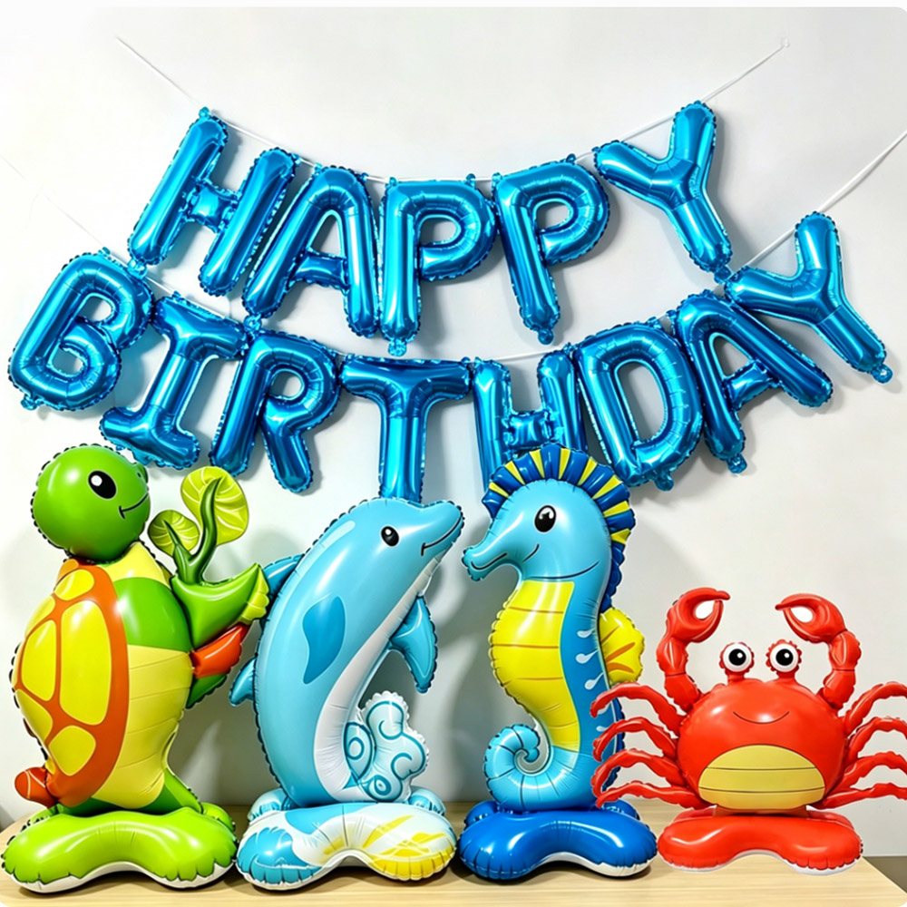Water Balloon Set - Set Balon Foil Hewan Laut Berdiri,