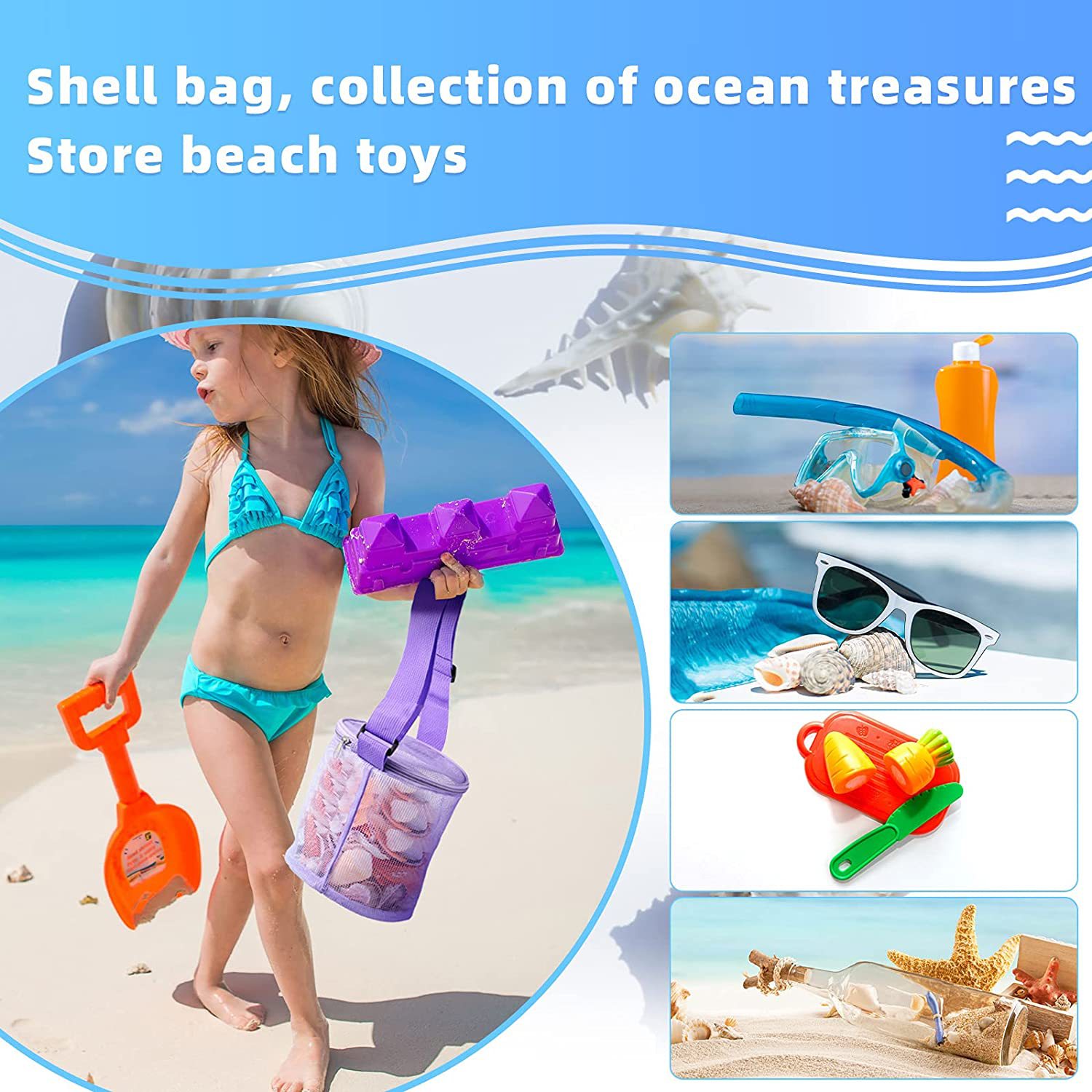 Tas pantai jala mainan pantai  - Kids Zipper Toys ulasan dan harga