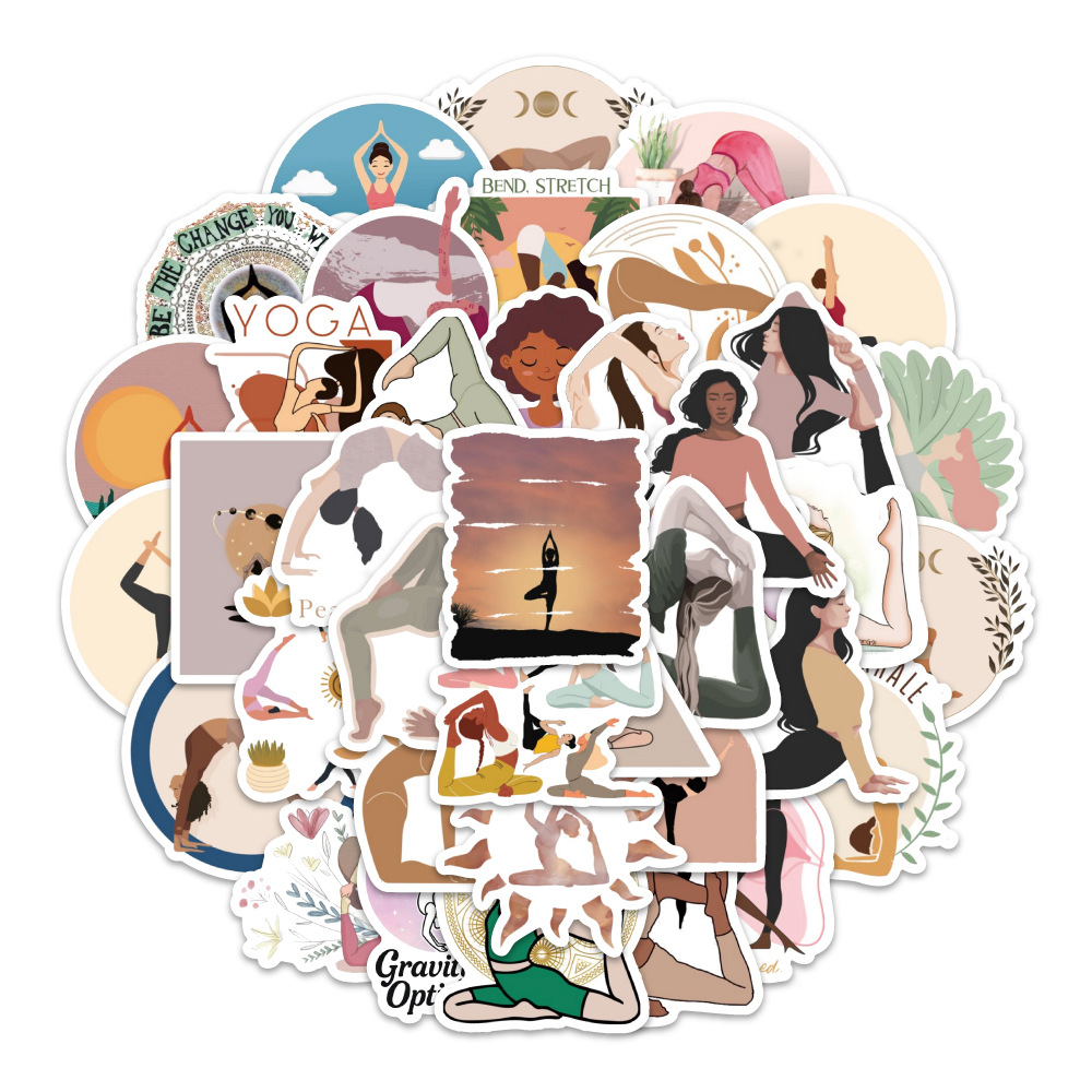 60PCS Stiker Yoga Estetis Boho - Kids Yoga Toys ulasan dan harga