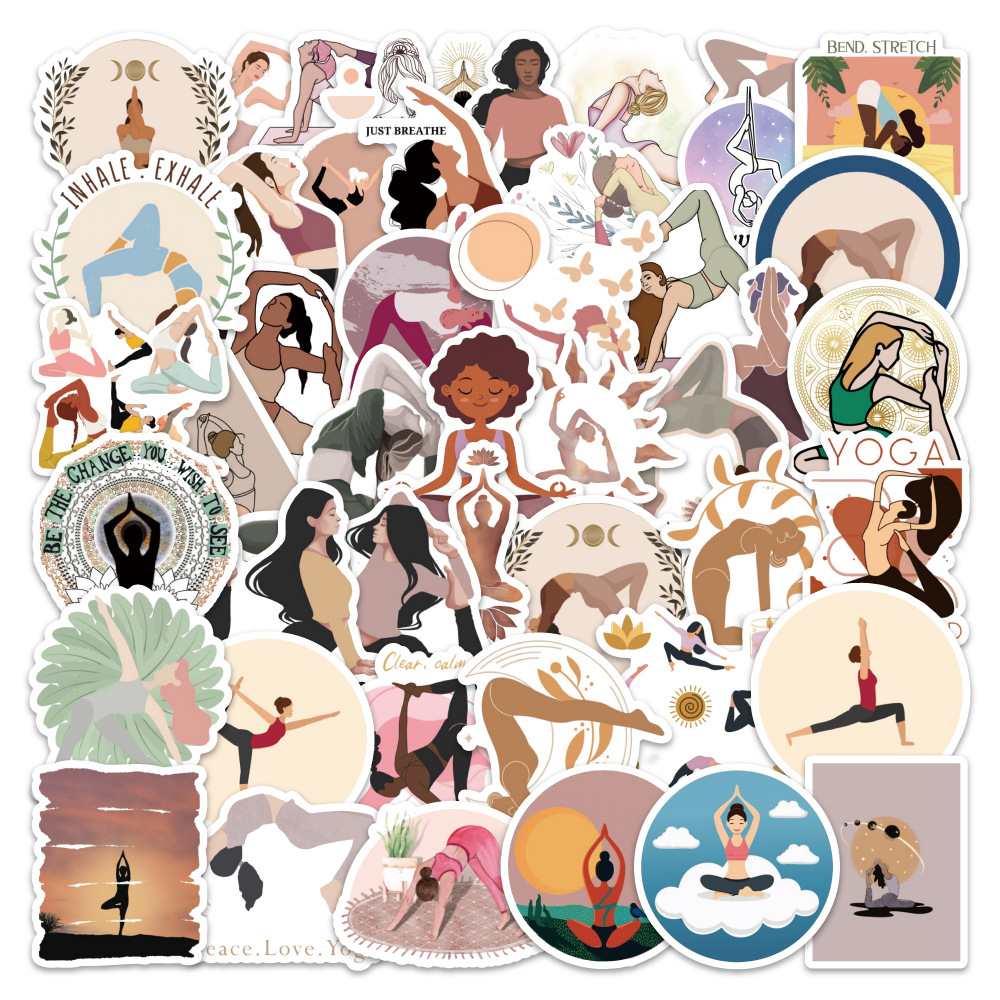 60PCS Stiker Yoga Estetis Boho - Kids Yoga Toys ulasan dan harga