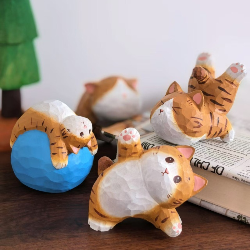 Figur Kucing Kayu Buatan Tanga - Kids Yoga Toys ulasan dan harga